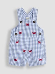JoJo Maman Bébé Blue Crab Embroidered Gingham Dungarees - Image 1 of 3