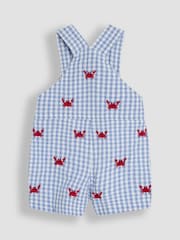 JoJo Maman Bébé Blue Crab Embroidered Gingham Dungarees - Image 2 of 3
