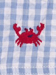 JoJo Maman Bébé Blue Crab Embroidered Gingham Dungarees - Image 3 of 3