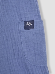 JoJo Maman Bébé Blue 2-Piece Cheesecloth Dungarees & Bodysuit Set - Image 11 of 11