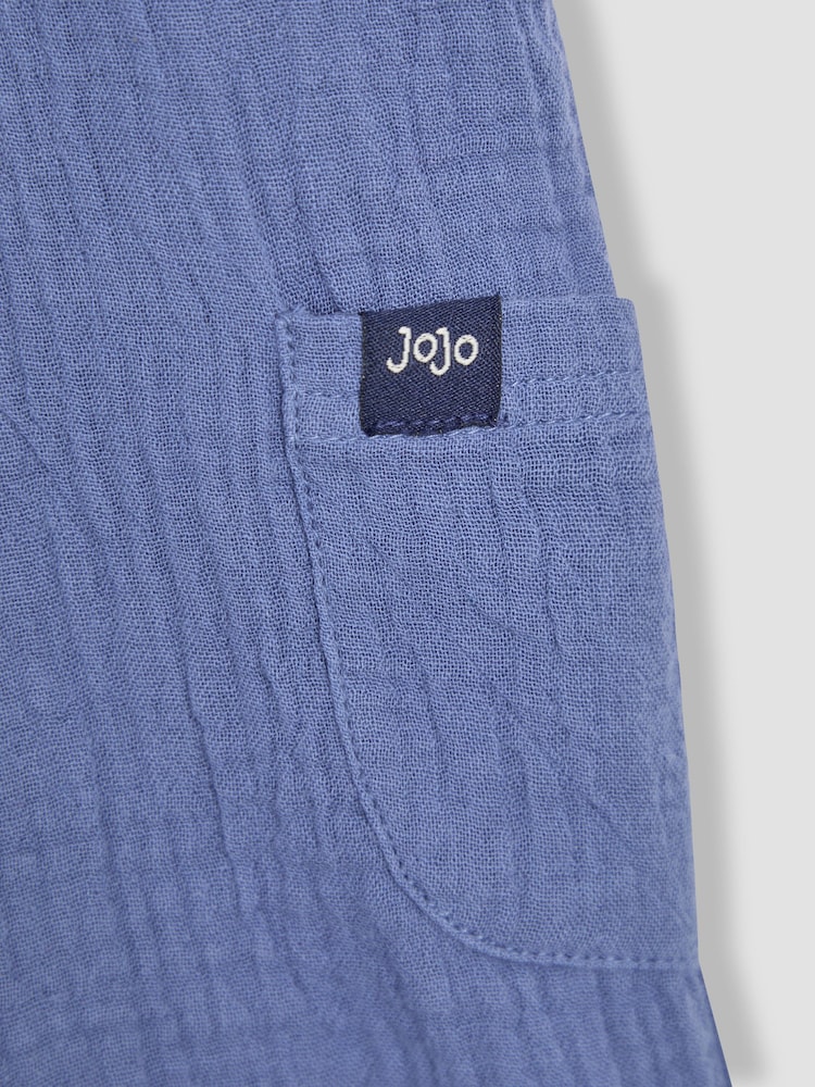 JoJo Maman Bébé Blue 2-Piece Cheesecloth Dungarees & Bodysuit Set - Image 11 of 11