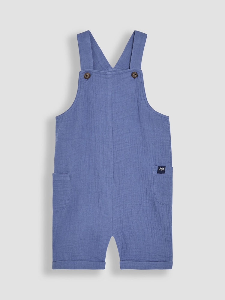 JoJo Maman Bébé Blue 2-Piece Cheesecloth Dungarees & Bodysuit Set - Image 2 of 11