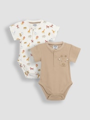 JoJo Maman Bébé Natural 2-Pack Short Sleeve Bodysuits - Image 1 of 7