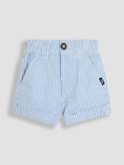 JoJo Maman Bébé Blue Seersucker Stripe Shorts - Image 1 of 3