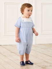 JoJo Maman Bébé Blue Sailor Collar Romper - Image 1 of 7