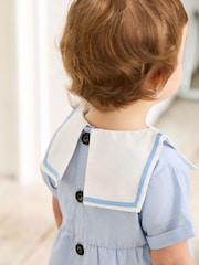 JoJo Maman Bébé Blue Sailor Collar Romper - Image 4 of 7