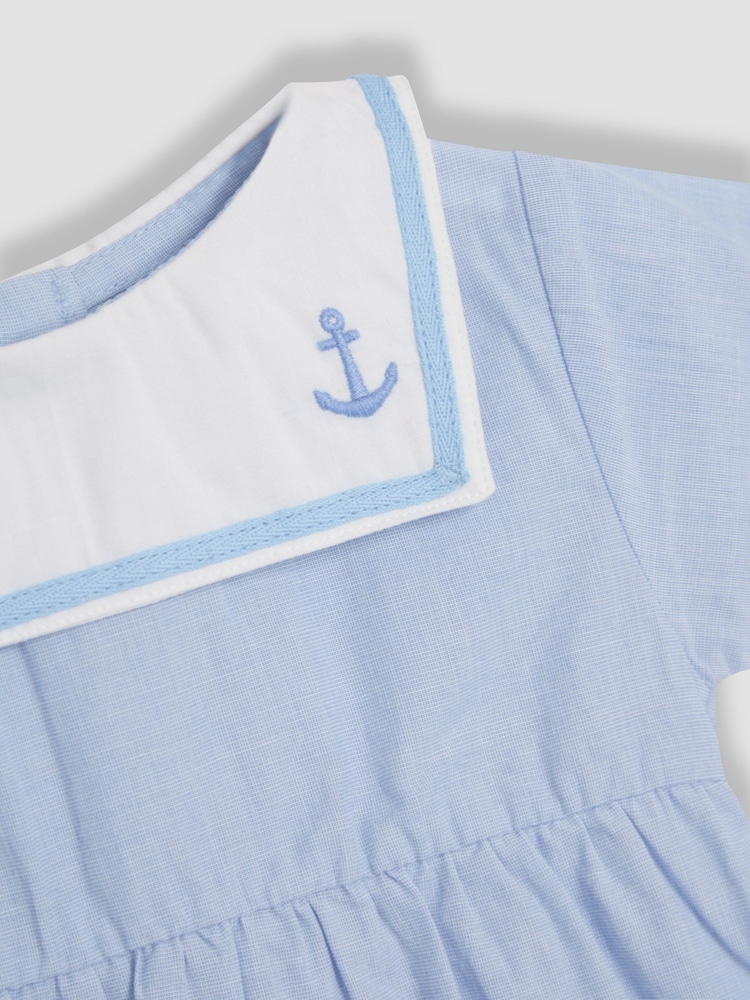 JoJo Maman Bébé Blue Sailor Collar Romper - Image 7 of 7