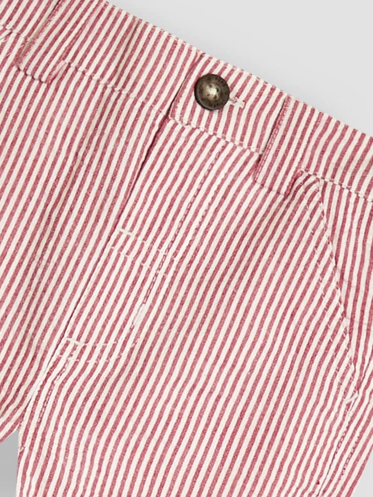 JoJo Maman Bébé Red Seersucker Stripe Shorts - Image 3 of 3