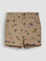 JoJo Maman Bébé Natural Stone Dino Print Twill Chino Short - Image 1 of 3