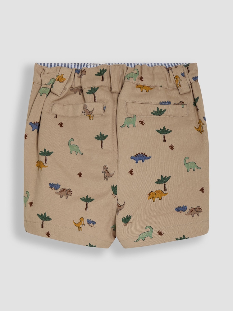 JoJo Maman Bébé Natural Stone Dino Print Twill Chino Short - Image 2 of 3