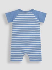 JoJo Maman Bébé Blue Marl Zebra Appliqué Romper - Image 2 of 3
