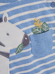 JoJo Maman Bébé Blue Marl Zebra Appliqué Romper - Image 3 of 3