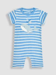 JoJo Maman Bébé Blue 2-Piece Whale Appliqué Towelling Romper Set - Image 2 of 6