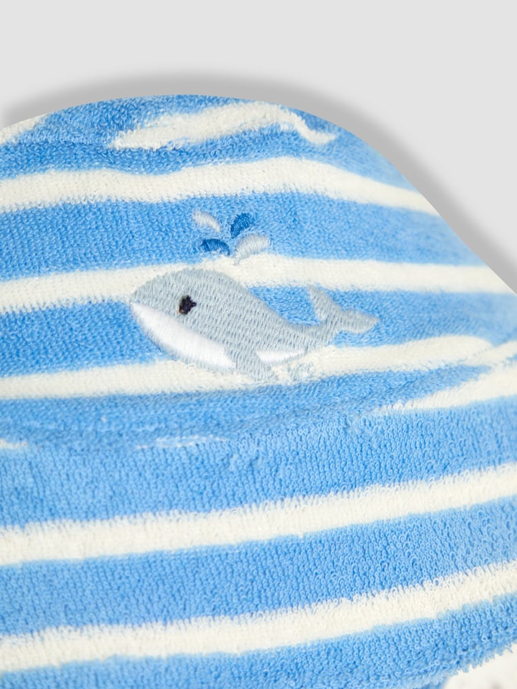 JoJo Maman Bébé Blue 2-Piece Whale Appliqué Towelling Romper Set - Image 6 of 6