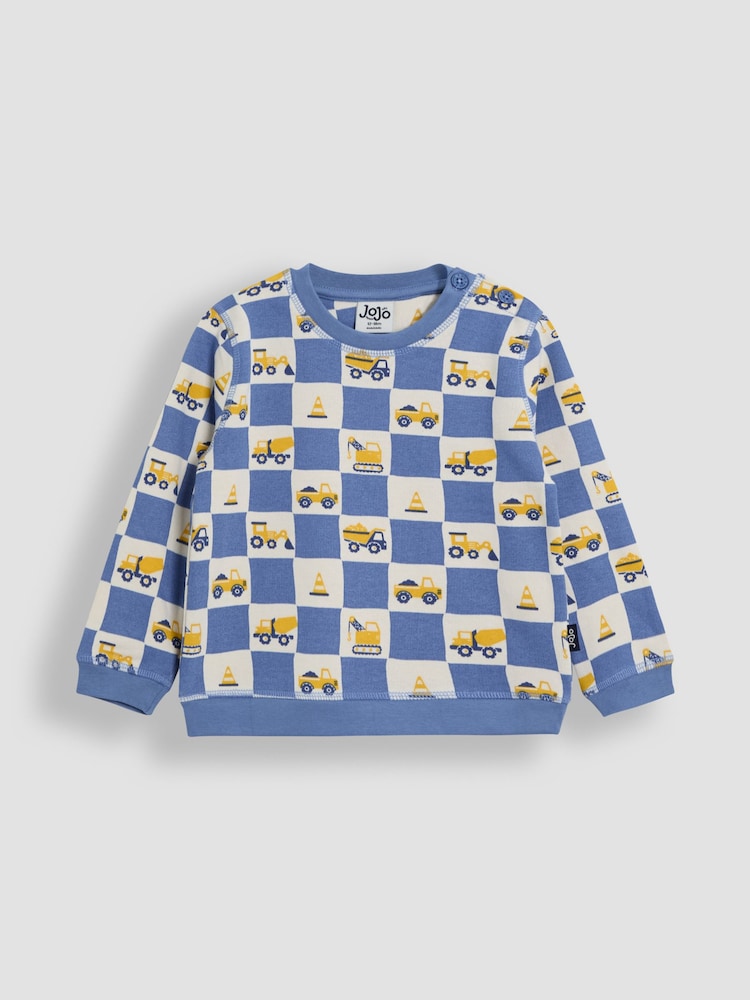 JoJo Maman Bébé Cobalt blue Papercut Dino Print Sweatshirt - Image 1 of 3 JoJo Maman Bébé Cobalt blue Papercut Dino Print Sweatshirt - Image 1 of 3