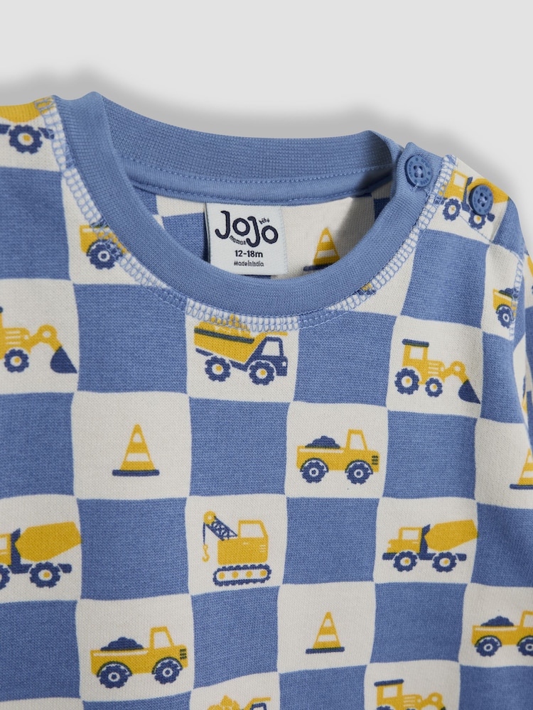 Кобальтовый - JoJo Maman Bébé Толстовка в шахматном порядке 100% Хлопок - Изображение 3 из 3