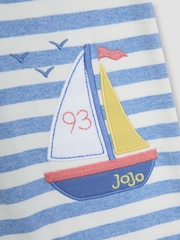 JoJo Maman Bébé Blue Boat Dino Scene Romper - Image 3 of 3
