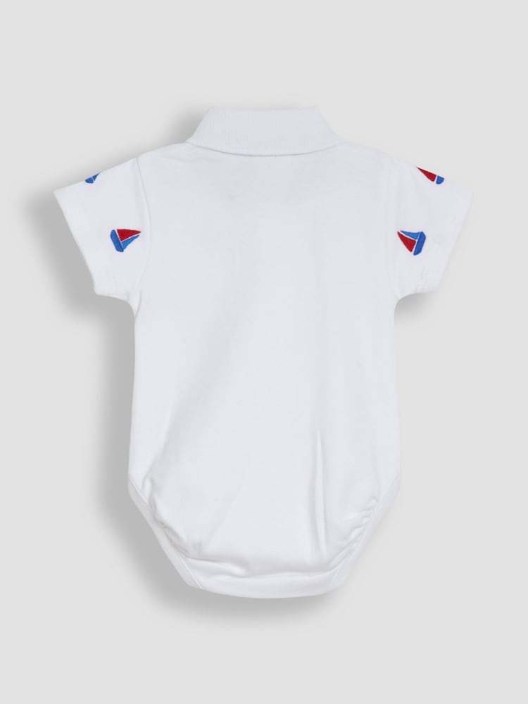 JoJo Maman Bébé White Boat Embroidered Polo Shirt Bodysuit - Image 2 of 3