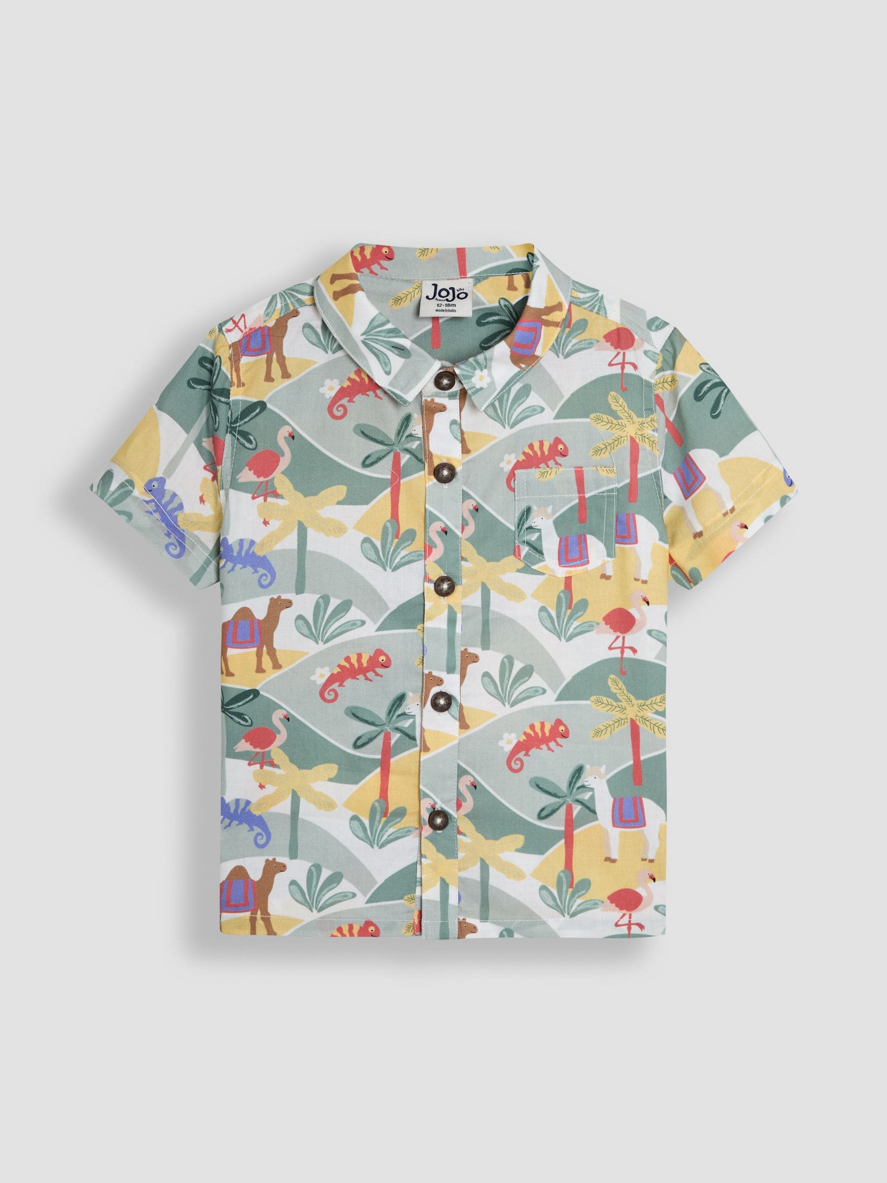 JoJo Maman Bébé Khaki Green Tropical Cheesecloth Shirt