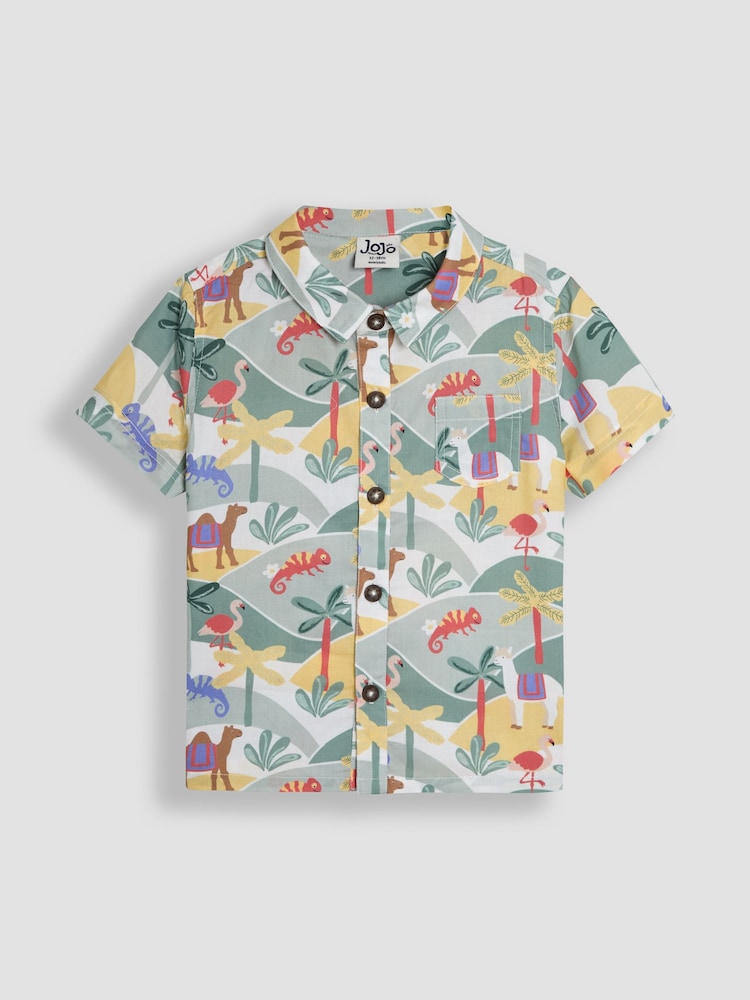 JoJo Maman Bébé Khaki Green Tropical Cheesecloth Shirt - Image 1 of 4