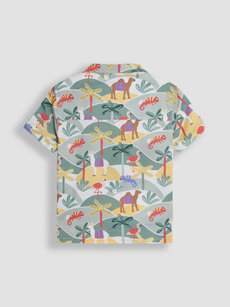 JoJo Maman Bébé Khaki Green Tropical Cheesecloth Shirt - Image 2 of 4
