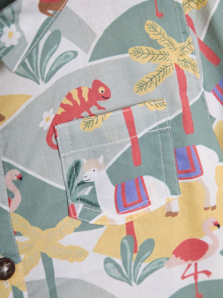 JoJo Maman Bébé Khaki Green Tropical Cheesecloth Shirt - Image 4 of 4