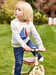 JoJo Maman Bébé Cream Crochet Sailboat 100% Cotton Jumper - Image 1 of 4