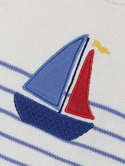 JoJo Maman Bébé Cream Crochet Sailboat 100% Cotton Jumper - Image 4 of 4