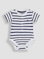 JoJo Maman Bébé White 2-Pack Sailboat Stripe & Plain Bodysuits - Image 2 of 5