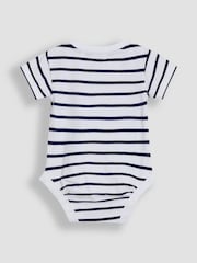 JoJo Maman Bébé White 2-Pack Sailboat Stripe & Plain Bodysuits - Image 3 of 5