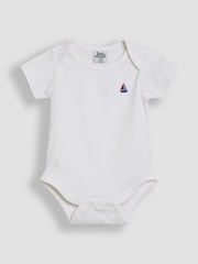 JoJo Maman Bébé White 2-Pack Sailboat Stripe & Plain Bodysuits - Image 4 of 5