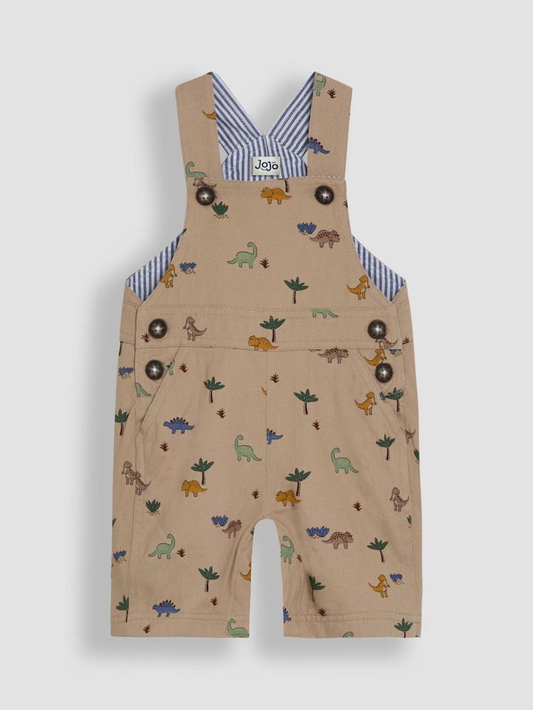 JoJo Maman Bébé Stone Dino Printed Twill Dungarees - Image 1 of 3