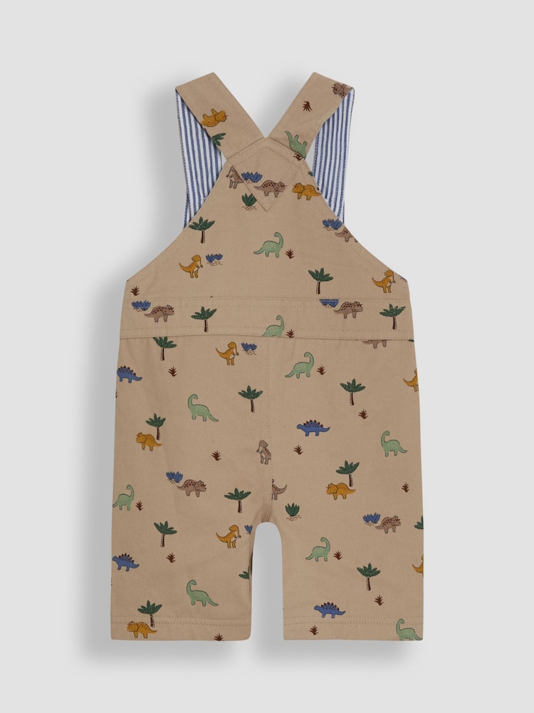 JoJo Maman Bébé Stone Dino Printed Twill Dungarees - Image 2 of 3