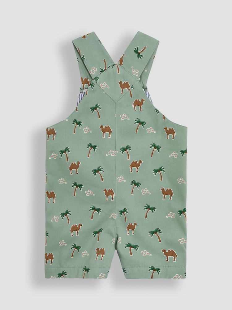 JoJo Maman Bébé Khaki Green Camel Printed Twill Dungarees - Image 2 of 3