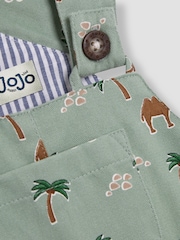 JoJo Maman Bébé Khaki Green Camel Printed Twill Dungarees - Image 3 of 3