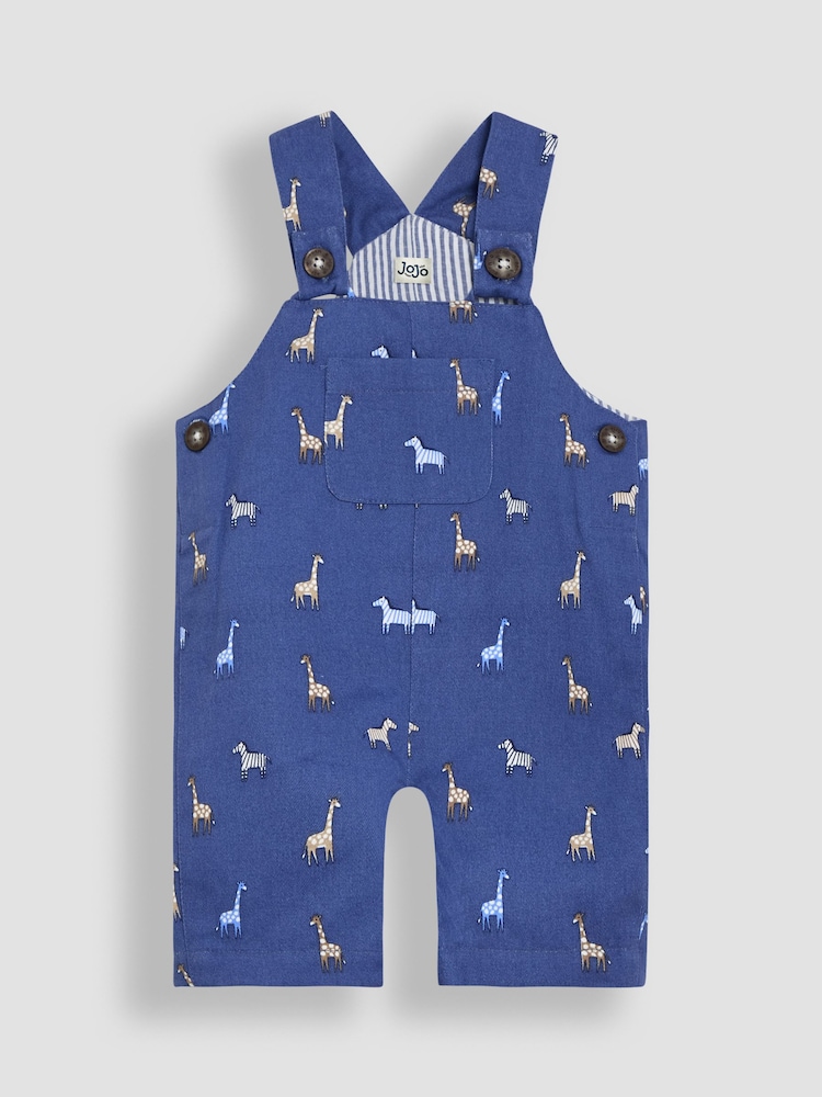 JoJo Maman Bébé Denim Safari Printed Twill Dungarees - Image 1 of 3 JoJo Maman Bébé Denim Safari Printed Twill Dungarees - Image 1 of 3
