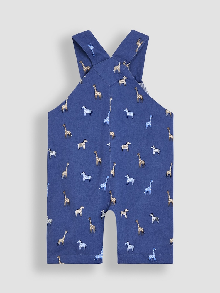 JoJo Maman Bébé Denim Safari Printed Twill Dungarees - Image 2 of 3