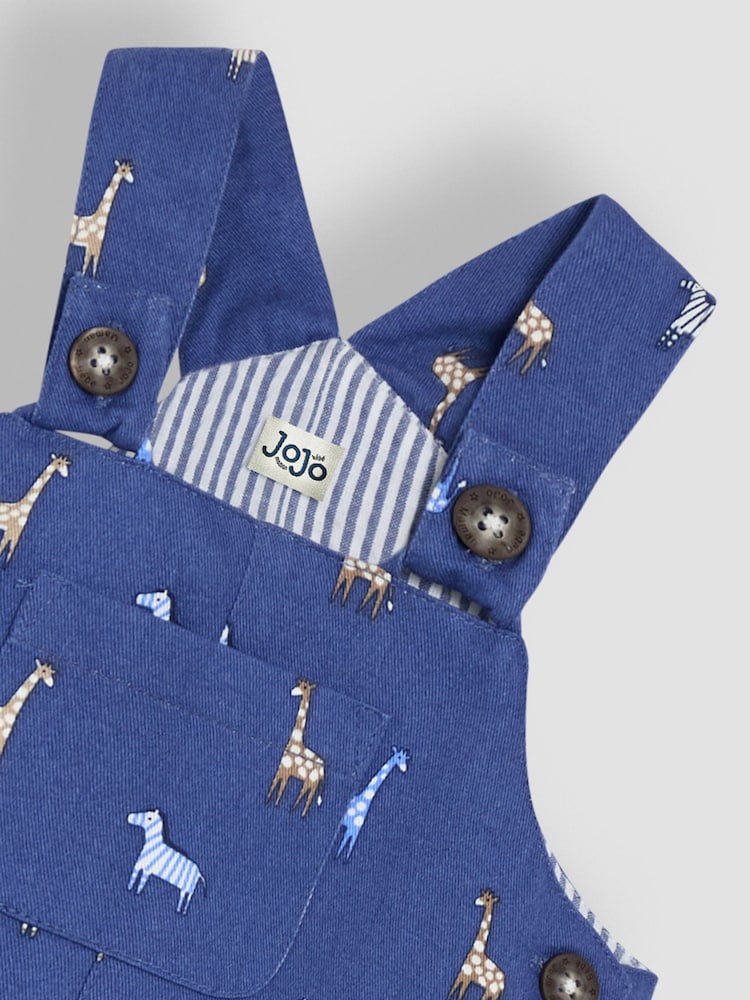 JoJo Maman Bébé Denim Safari Printed Twill Dungarees - Image 3 of 3 JoJo Maman Bébé Denim Safari Printed Twill Dungarees - Image 3 of 3
