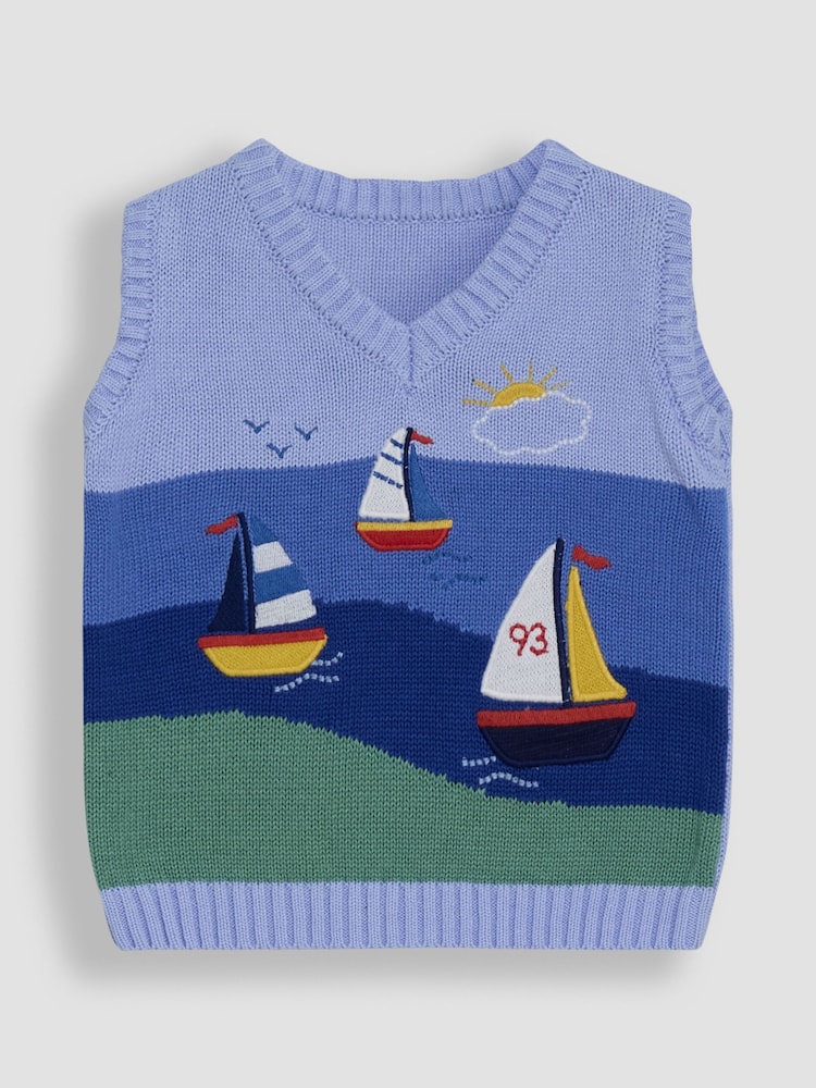 Jojo Maman Bébé Blue Sailboat Scene Tank Top - Image 1 of 3