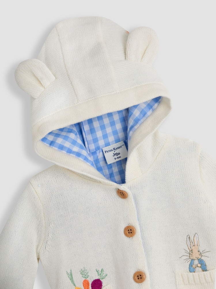 JoJo Maman Bébé Cream Peter Rabbit™ Embroidered Cardigan - Image 6 of 6