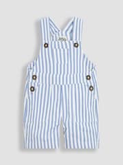 JoJo Maman Bébé Blue Striped 100% Cotton Dungarees - Image 1 of 3