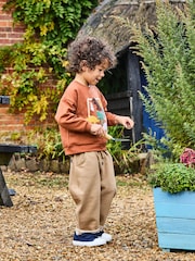 JoJo Maman Bébé Brown Dino 100% Cotton Appliqué Sweatshirt - Image 2 of 6