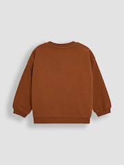 JoJo Maman Bébé Brown Dino 100% Cotton Appliqué Sweatshirt - Image 5 of 6