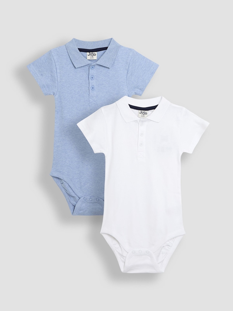 JoJo Maman Bébé 2-Pack Plain Polo Shirt Bodysuits - Bild 1 von 5 JoJo Maman Bébé 2-Pack Plain Polo Shirt Bodysuits - Bild 1 von 5
