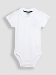 JoJo Maman Bébé White 2-Pack Plain Polo Shirt Bodysuits - Image 2 of 5