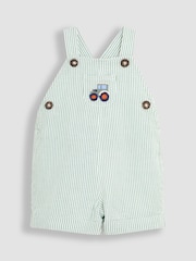 JoJo Maman Bébé Sage Green Tractor Pocket Seersucker Dungarees - Image 1 of 3