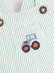 JoJo Maman Bébé Sage Green Tractor Pocket Seersucker Dungarees - Image 3 of 3