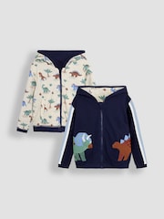 JoJo Maman Bébé Navy Appliqué Reversible Hoodie - Image 1 of 12