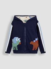 JoJo Maman Bébé Navy Appliqué Reversible Hoodie - Image 2 of 12