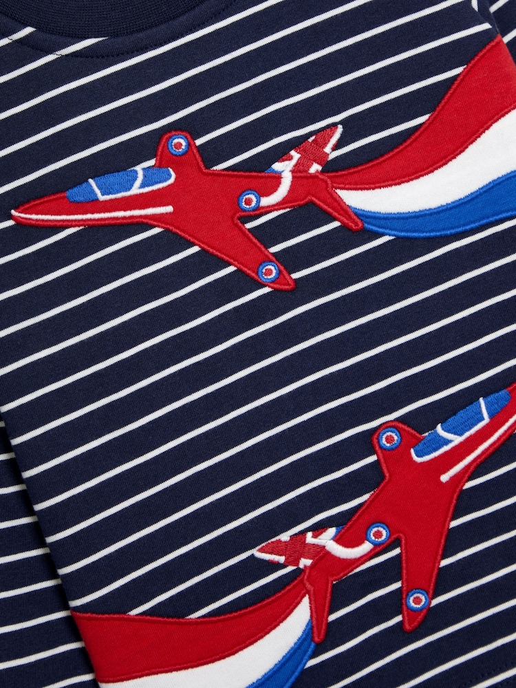 JoJo Maman Bébé Navy Ecru Stripe Arrows Appliqué 100% Cotton Top - Image 3 of 3